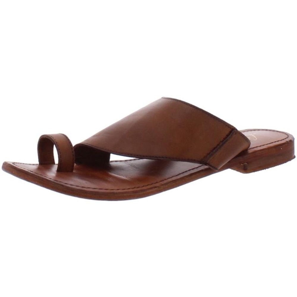 Free People Brown Leather Toe-Ring Slide Sandals